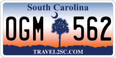 SC license plate OGM562