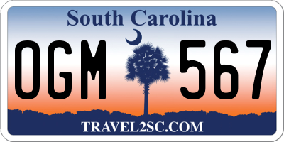 SC license plate OGM567