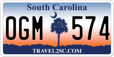 SC license plate OGM574