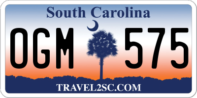 SC license plate OGM575