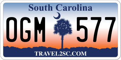 SC license plate OGM577