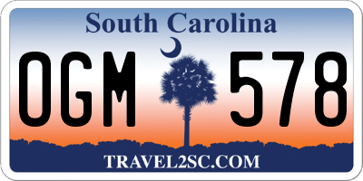 SC license plate OGM578