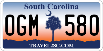 SC license plate OGM580