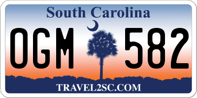 SC license plate OGM582