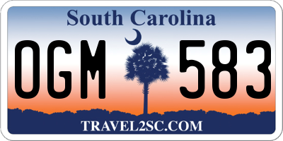 SC license plate OGM583