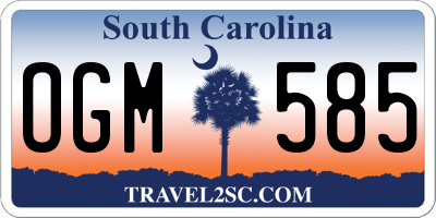 SC license plate OGM585