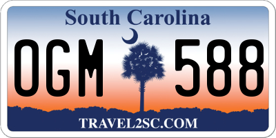 SC license plate OGM588