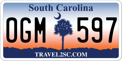 SC license plate OGM597