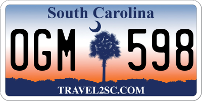 SC license plate OGM598
