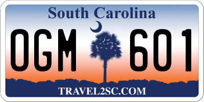 SC license plate OGM601