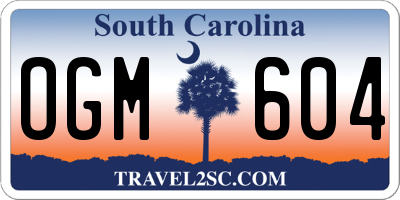 SC license plate OGM604