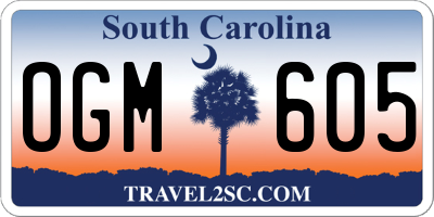 SC license plate OGM605