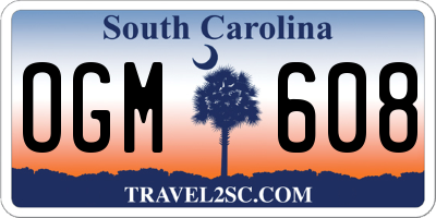 SC license plate OGM608