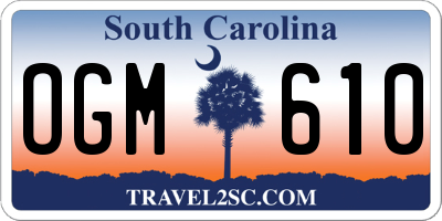 SC license plate OGM610