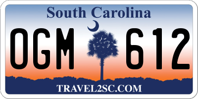 SC license plate OGM612