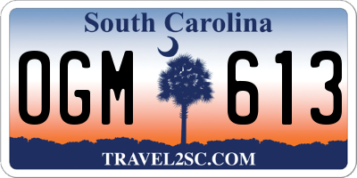SC license plate OGM613