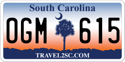 SC license plate OGM615