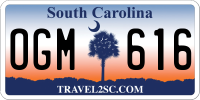 SC license plate OGM616