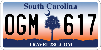 SC license plate OGM617