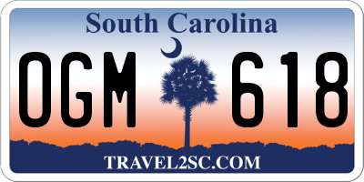 SC license plate OGM618