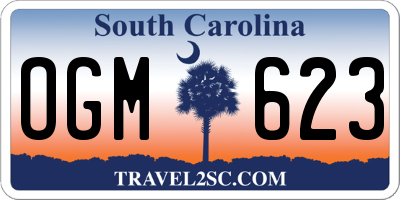 SC license plate OGM623