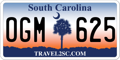 SC license plate OGM625
