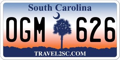 SC license plate OGM626