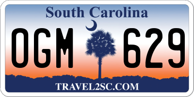 SC license plate OGM629