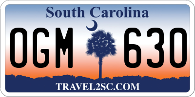 SC license plate OGM630