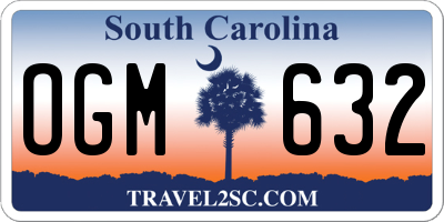 SC license plate OGM632