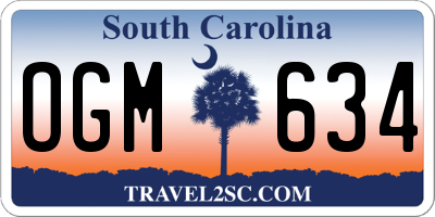 SC license plate OGM634