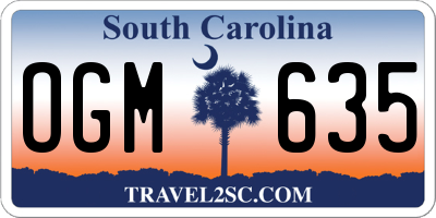 SC license plate OGM635