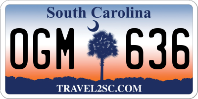 SC license plate OGM636
