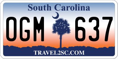 SC license plate OGM637