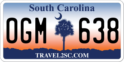 SC license plate OGM638