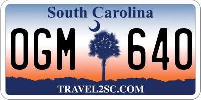 SC license plate OGM640