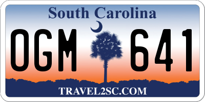 SC license plate OGM641