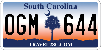 SC license plate OGM644