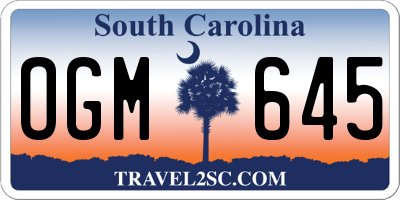 SC license plate OGM645