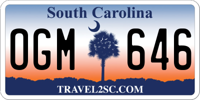 SC license plate OGM646