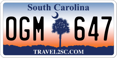 SC license plate OGM647
