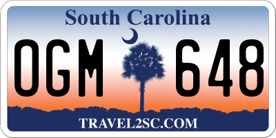 SC license plate OGM648