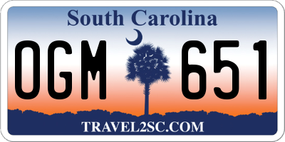 SC license plate OGM651