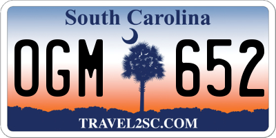 SC license plate OGM652