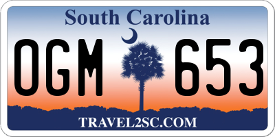 SC license plate OGM653