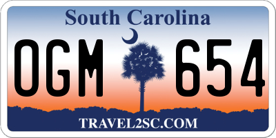 SC license plate OGM654