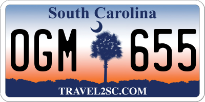 SC license plate OGM655