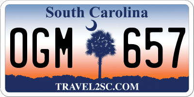 SC license plate OGM657