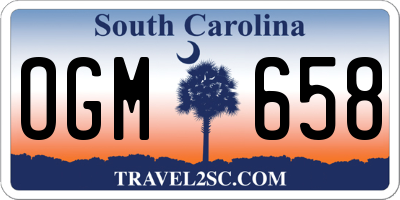 SC license plate OGM658