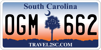 SC license plate OGM662